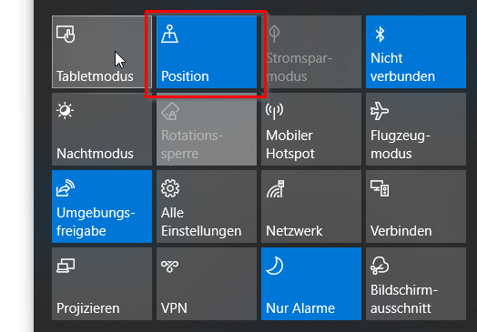 Windows Position aktivieren
