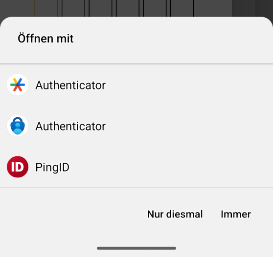 Zwei-Faktor-Authentifizierung Authenticator App Auswahlliste