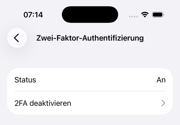 2FA ist aktiv