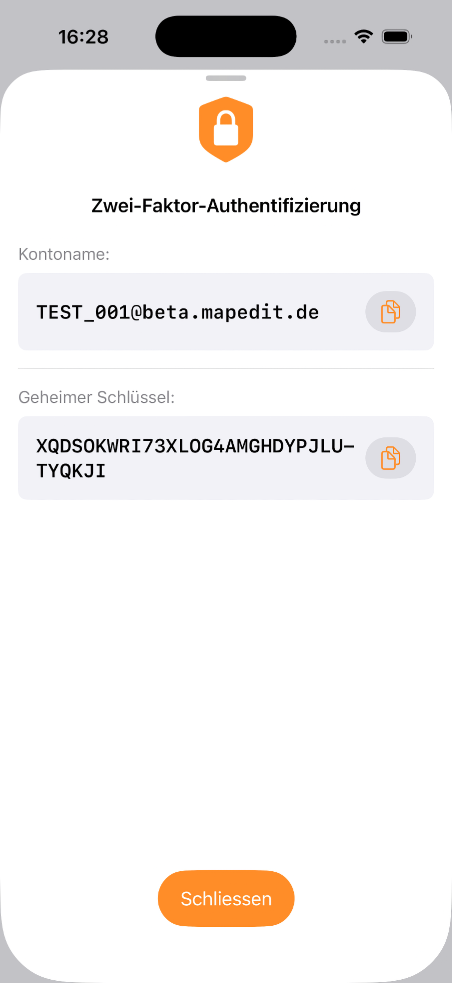 2FA Daten für manuell