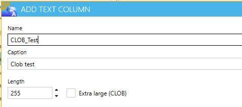 Neues Textfeld mit der CLOB Option