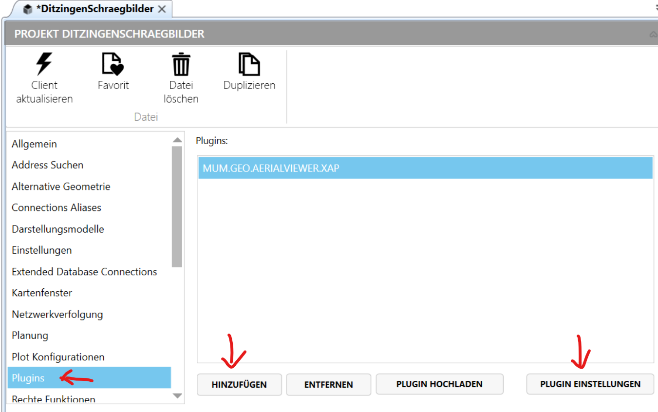 Hinzufügen eines Plugins zum Projekt