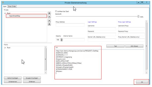 WMS Karte anstelle Redlining Layer