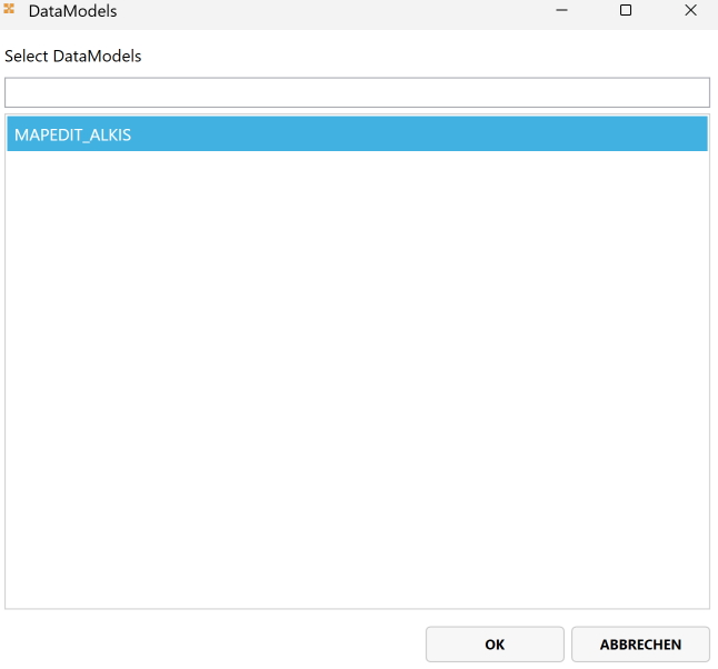 Screenshot 12 – Auswahl des Datenmodells