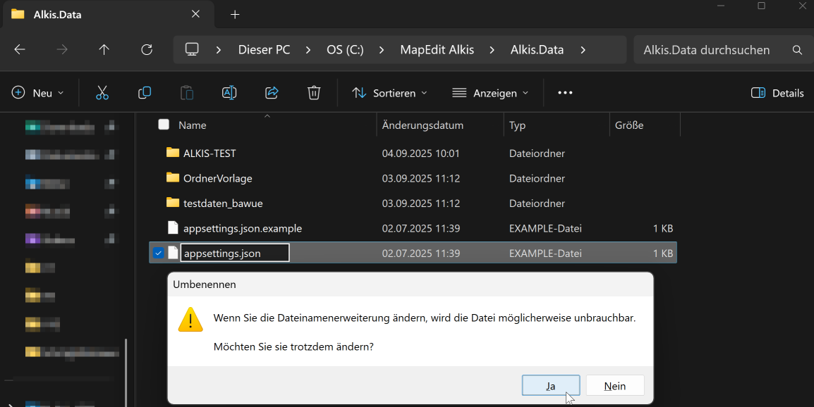 Screenshot 22 – Umbenennen zu appsettings.json