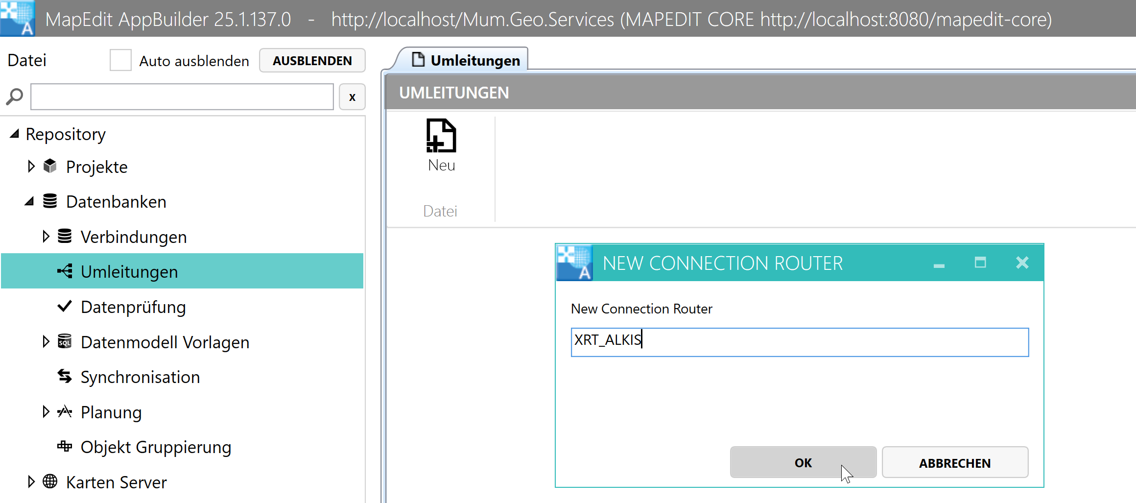 Screenshot 25 – Neue Umleitung