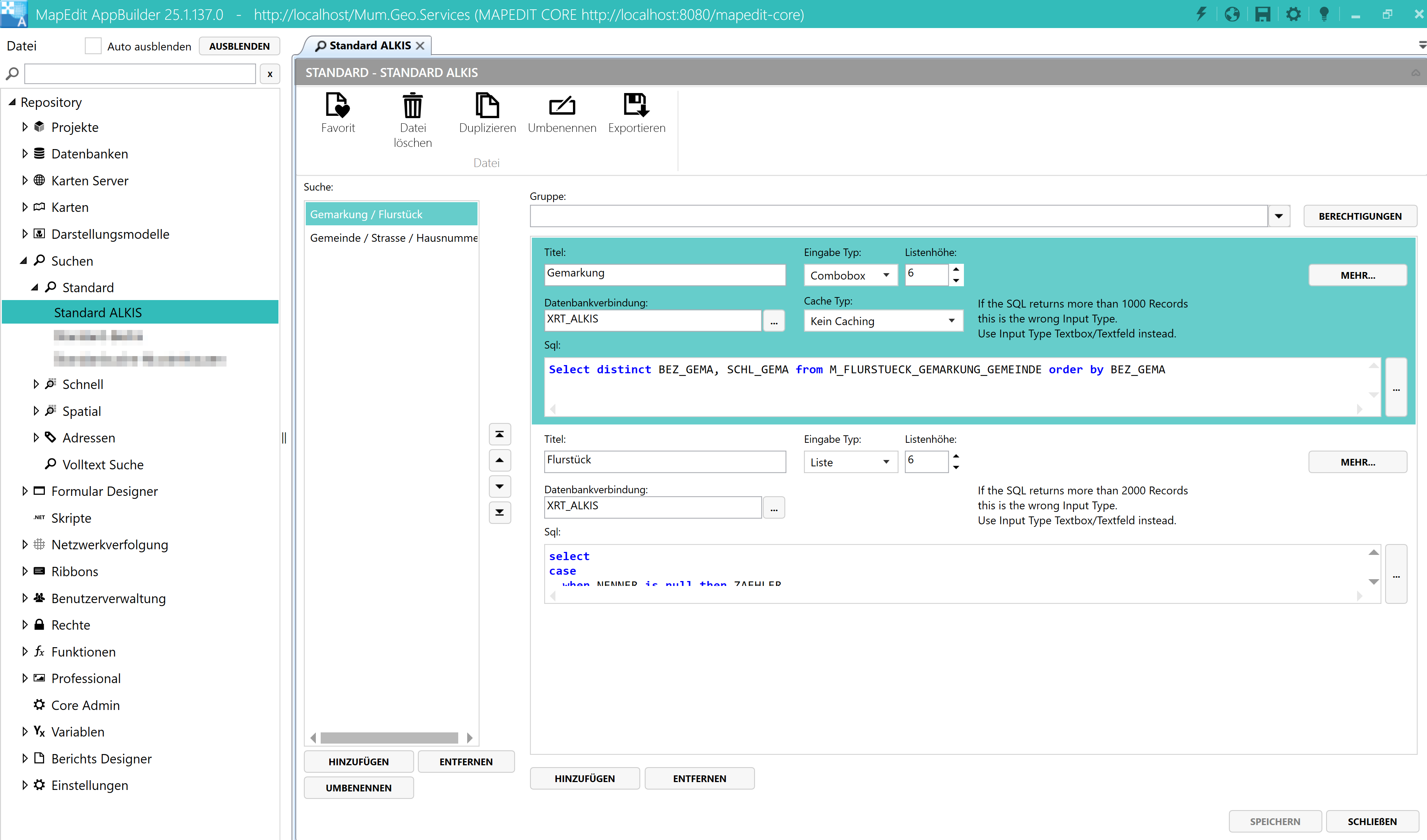 Screenshot 32 – Erfolgreich importierte Standardsuche