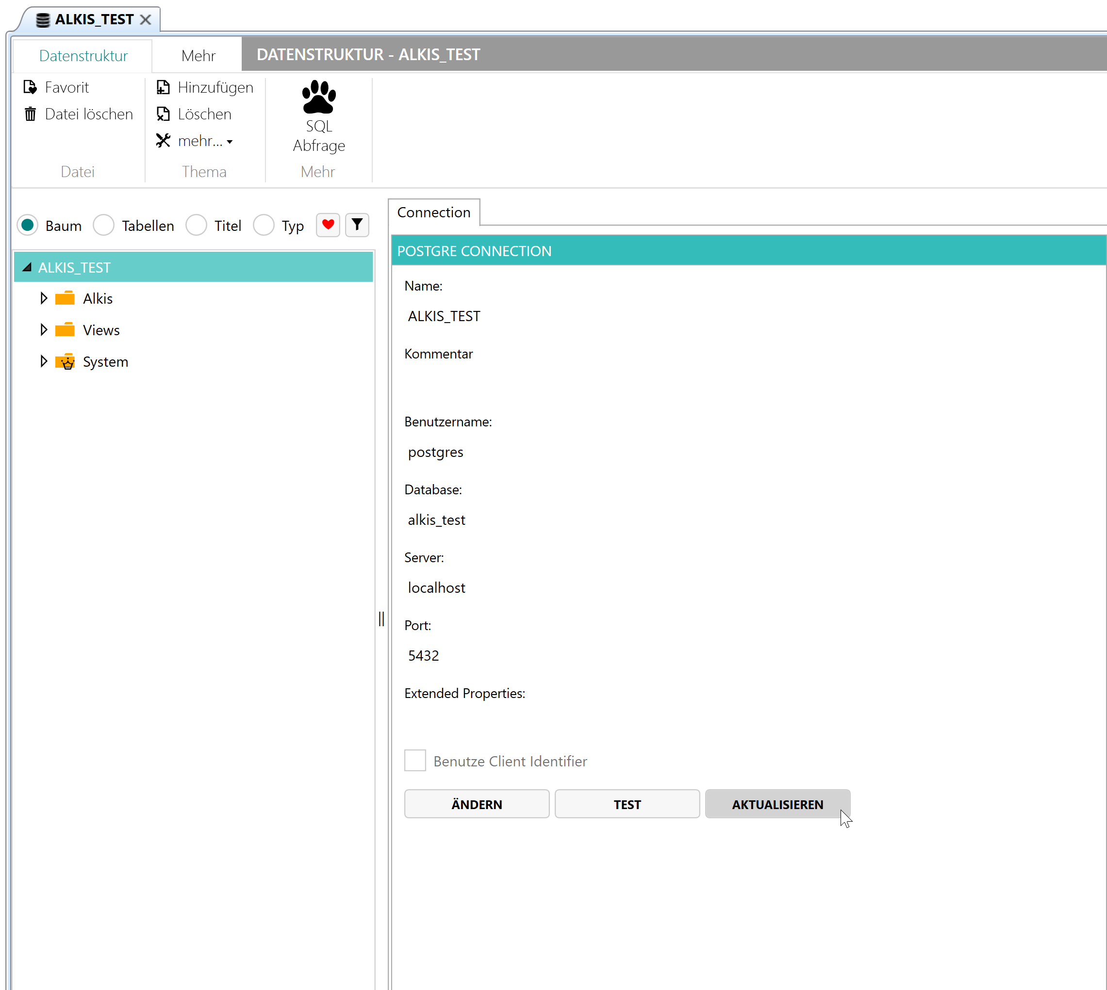 Screenshot 33 – Aktualisieren der Tabellenstruktur
