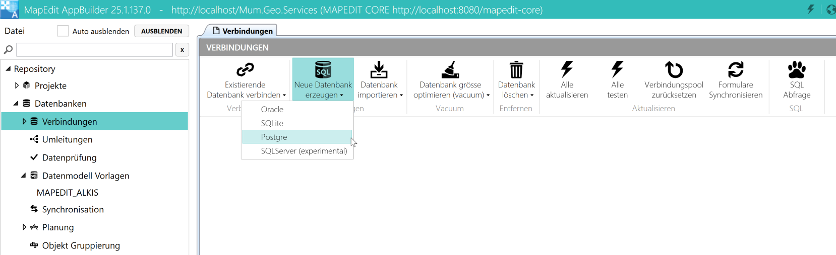 Screenshot 9 – Neue Datenbank erzeugen