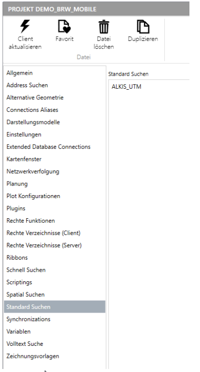 Standardsuche aus MapEdit