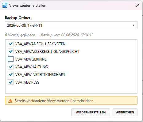 Views wiederherstellen