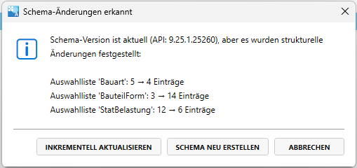 Schema-Änderungen erkannt